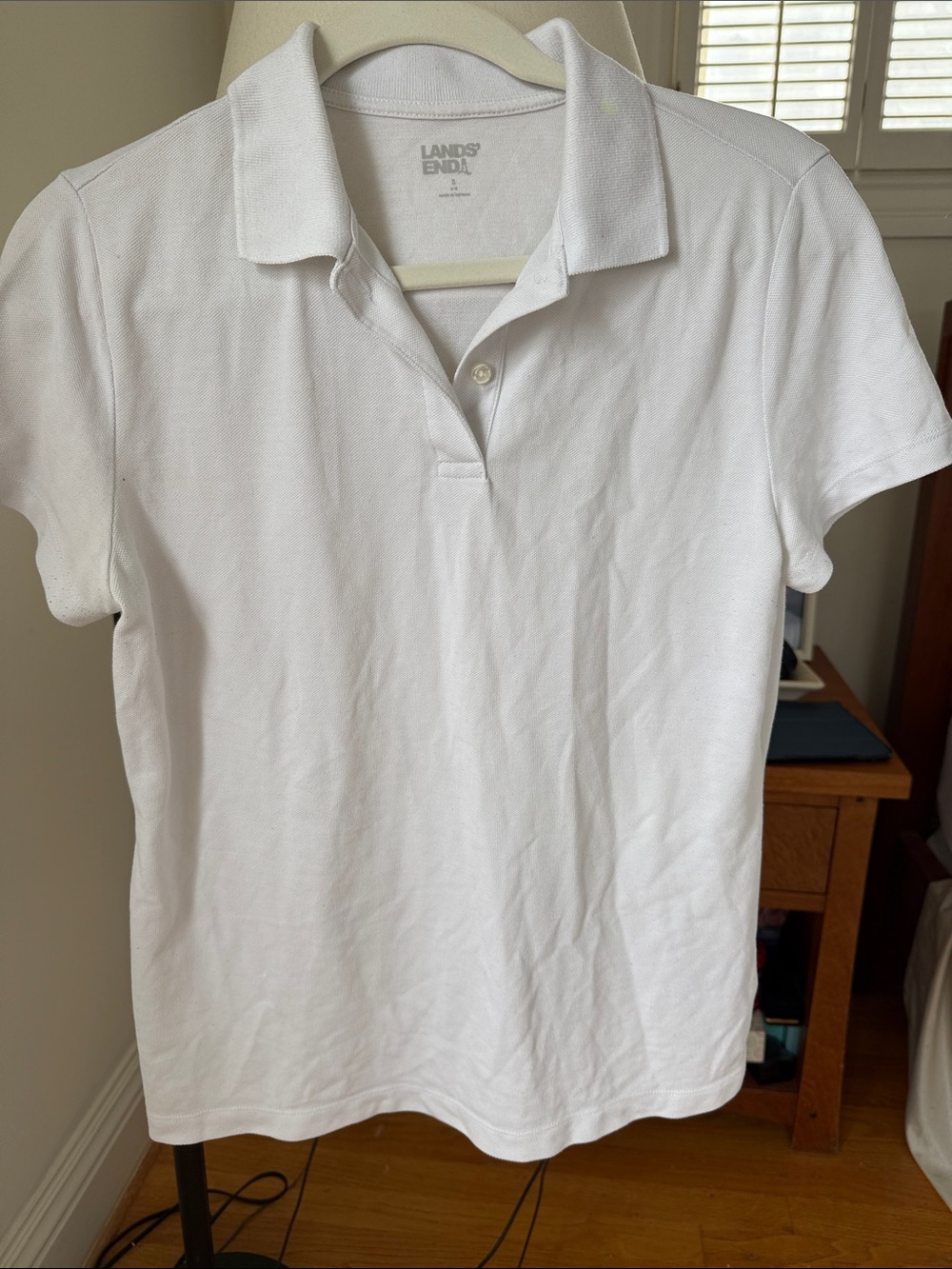 Lands' End White Girls' Short-Sleeve Polo